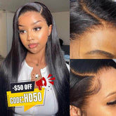 Super Natural Swiss HD Transparent Lace Frontal Straight Wig